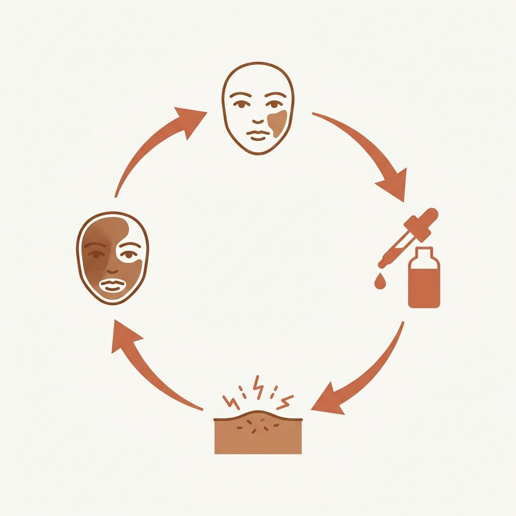 The cycle: dark patch, serum, irritation, darker face, repeating